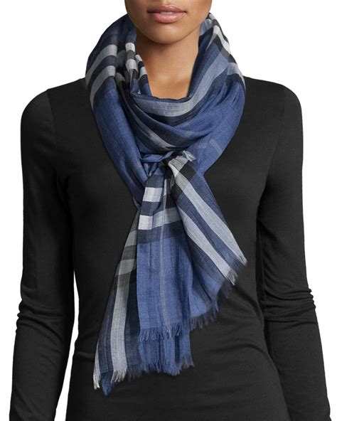 blue burberry giant check gauze scarf|giant icon check cashmere scarf.